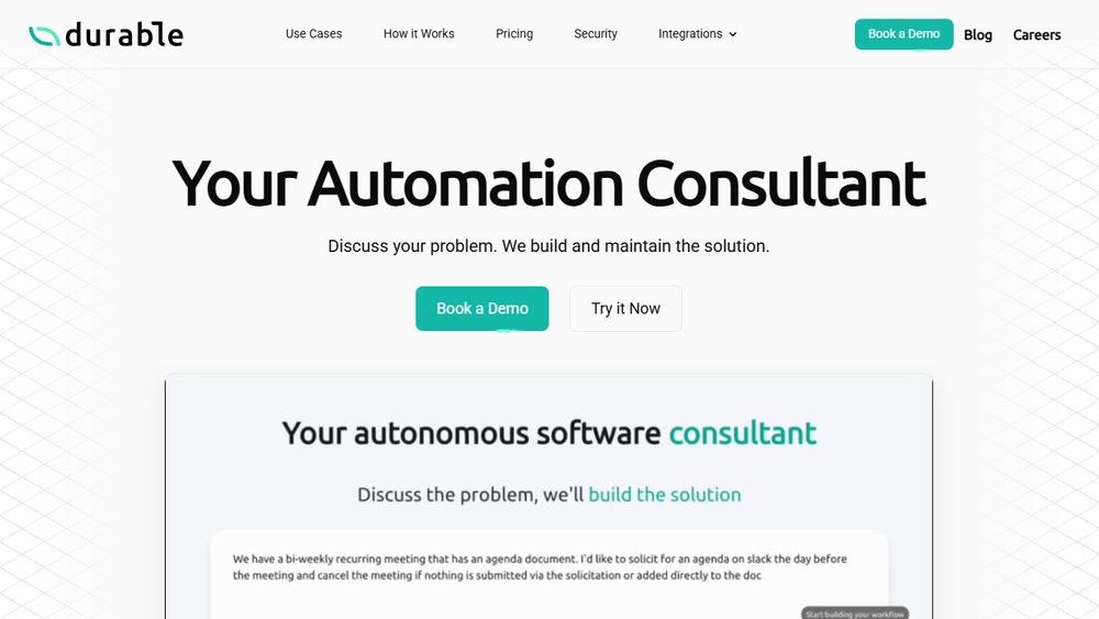 Screenshot of Durable: AI-Powered Software Automation