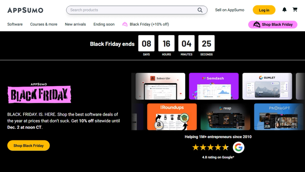 Screenshot of AppSumo - Software Deals for Entrepreneurs Screenshot of AppSumo - Software Deals for Entrepreneurs