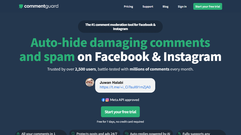 Screenshot of CommentGuard Screenshot of CommentGuard