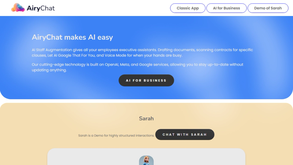 Screenshot of AiryChat AI Assistants Screenshot of AiryChat AI Assistants