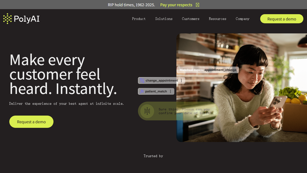 Screenshot of PolyAI: Lifelike Voice AI Agents