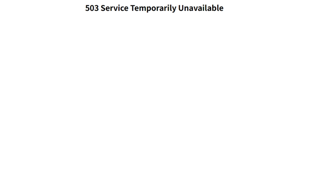 Screenshot of 503 Service Temporarily Unavailable