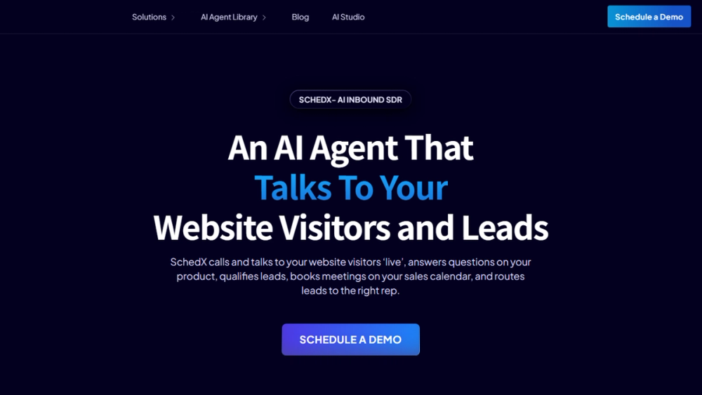 Screenshot of SchedX - AI Inbound SDR Screenshot of SchedX - AI Inbound SDR