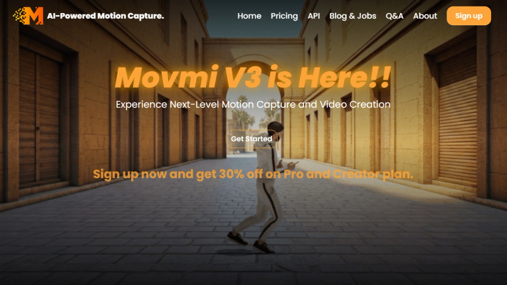 Screenshot of Movmi - AI Motion Capture for 3D Animation