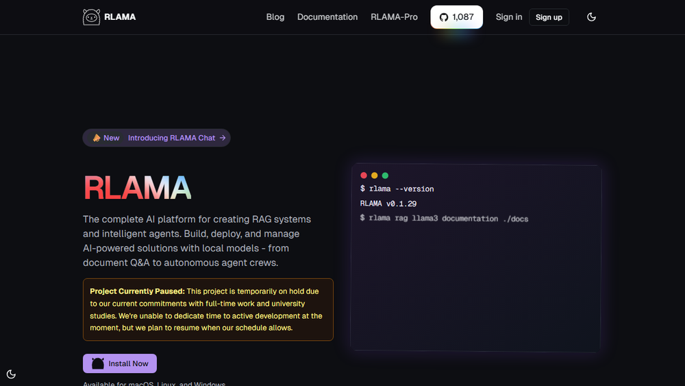 Screenshot of RLAMA