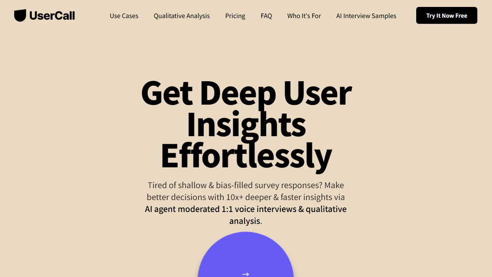 Screenshot of UserCall - AI-Powered Qualitative Research