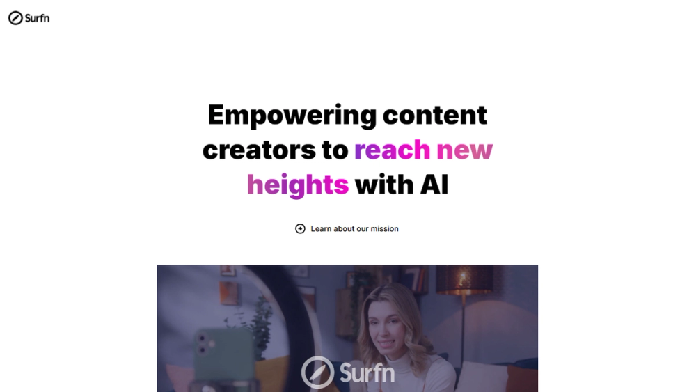 Screenshot of Surfn: AI Assistants for Creators & Businesses Screenshot of Surfn: AI Assistants for Creators & Businesses