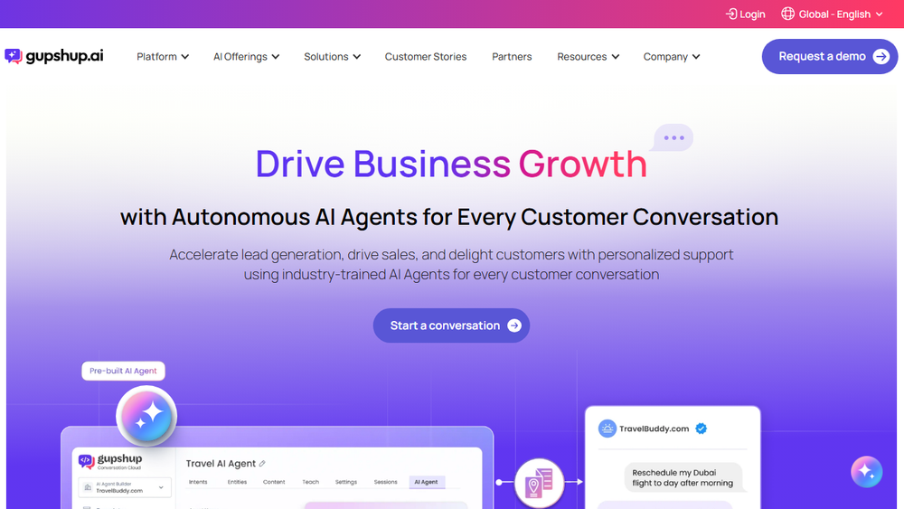 Screenshot of Gupshup AI Agents