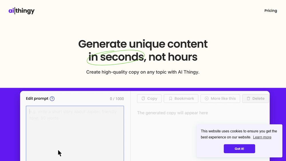 Screenshot of AI Thingy