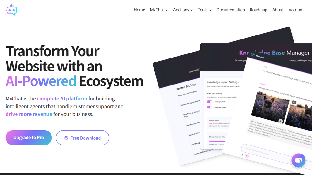 Screenshot of MxChat AI Agent Platform
