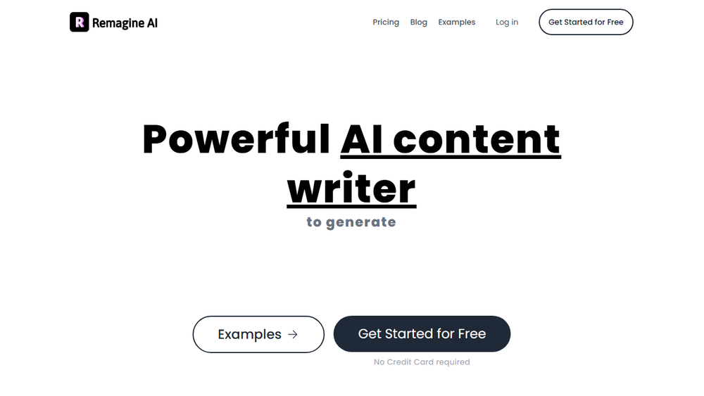 Screenshot of Remagine AI: Content Writer & Marketing Copy Generator