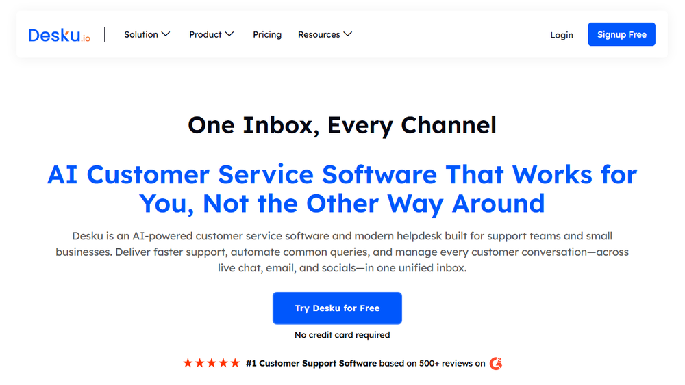 Screenshot of Desku: AI Customer Service Platform Screenshot of Desku: AI Customer Service Platform