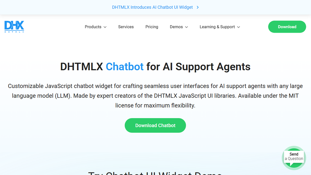 Screenshot of DHTMLX Chatbot