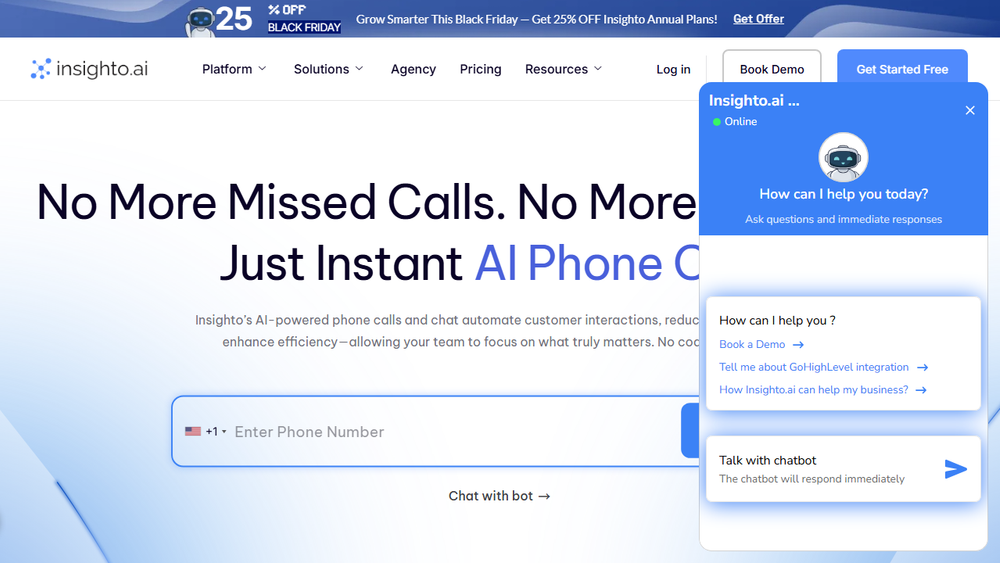 Screenshot of Insighto AI Agents