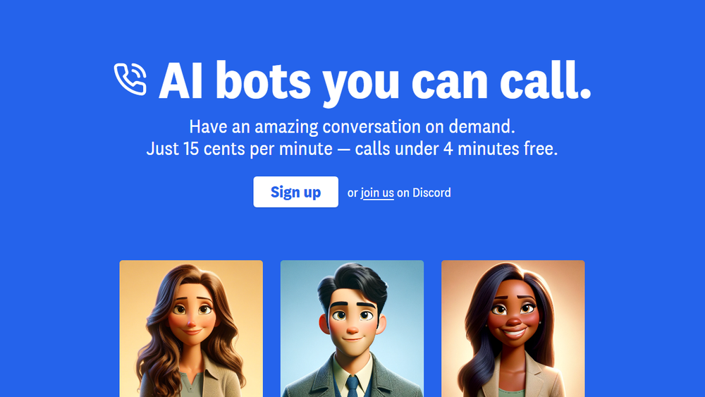 Screenshot of AI Bots You Can Call