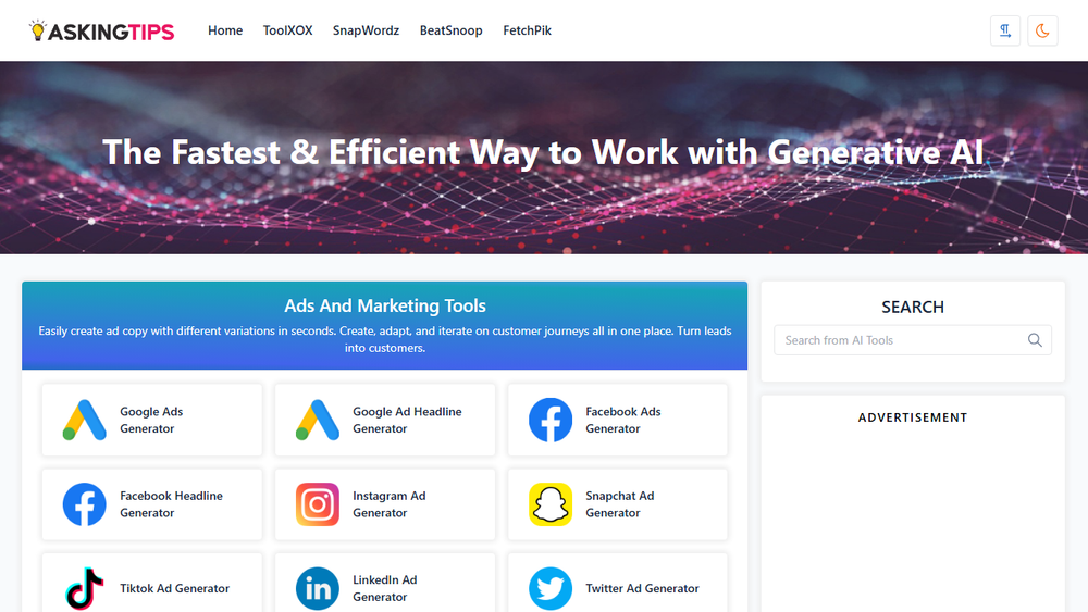 Screenshot of AskingTips - Free AI Tools & Generators Screenshot of AskingTips - Free AI Tools & Generators