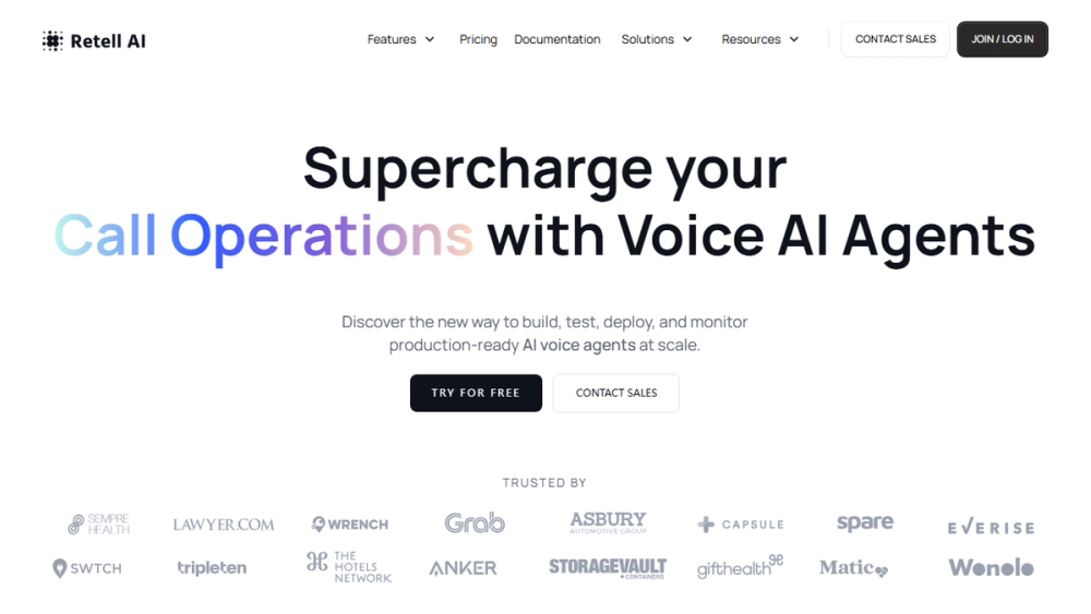 Screenshot of Retell AI Voice Agent Platform Screenshot of Retell AI Voice Agent Platform