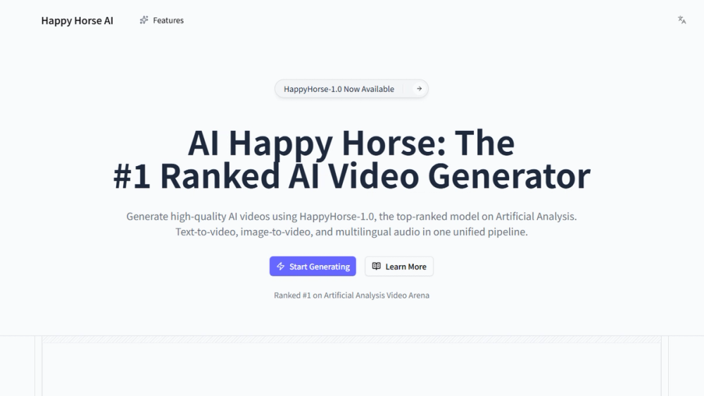 Screenshot of Happy Horse AI Video Generator Screenshot of Happy Horse AI Video Generator