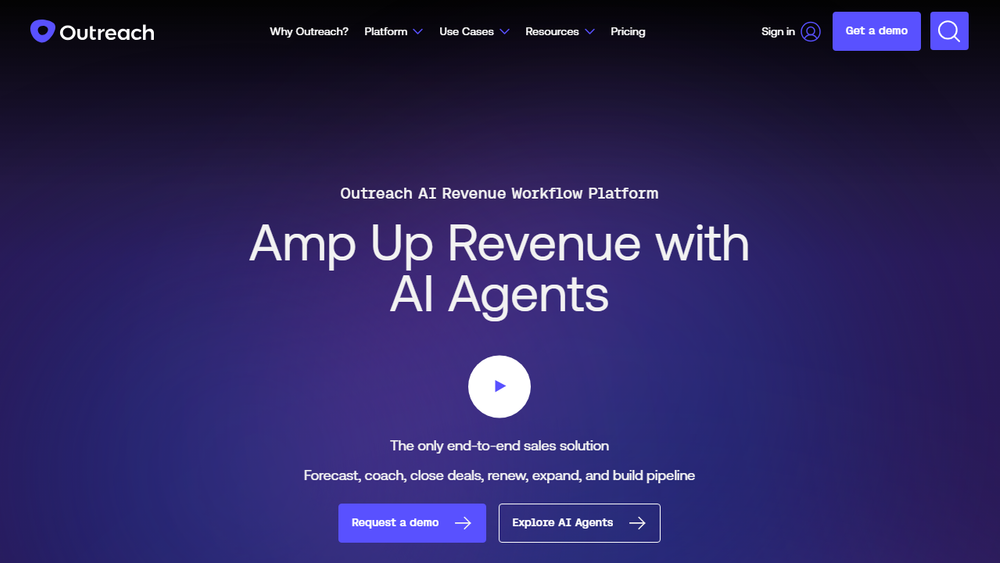 Screenshot of Outreach AI Revenue Workflow Platform