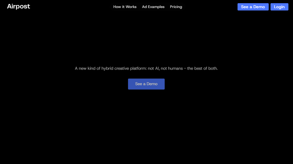 Screenshot of Airpost AI Video Ad Platform Screenshot of Airpost AI Video Ad Platform