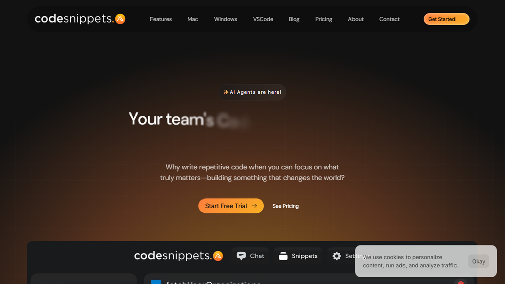 Screenshot of Code Snippets AI Screenshot of Code Snippets AI