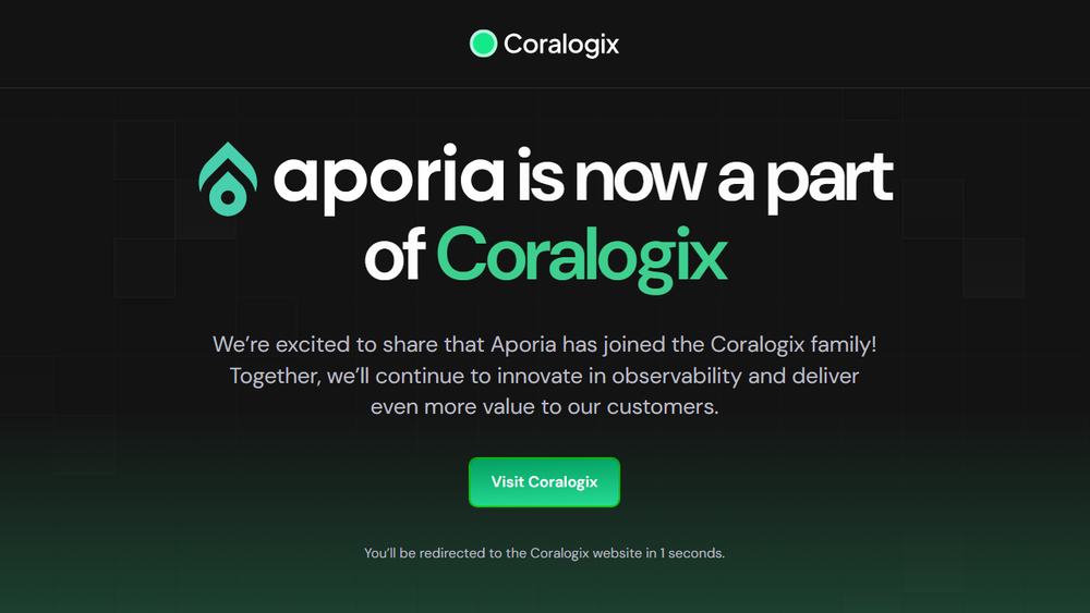 Screenshot of Aporia Acquired by Coralogix