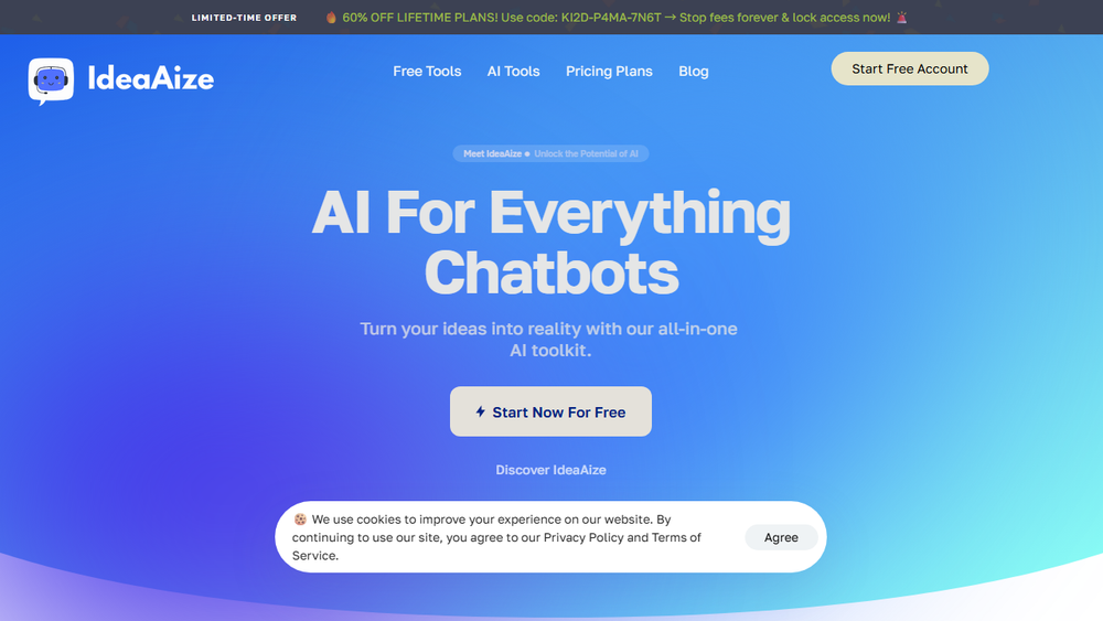 Screenshot of IdeaAize - AI Content Generation Platform