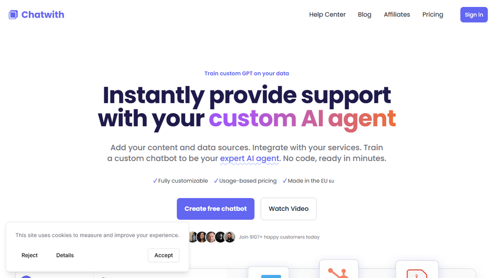 Screenshot of Chatwith - Custom ChatGPT Chatbot Builder