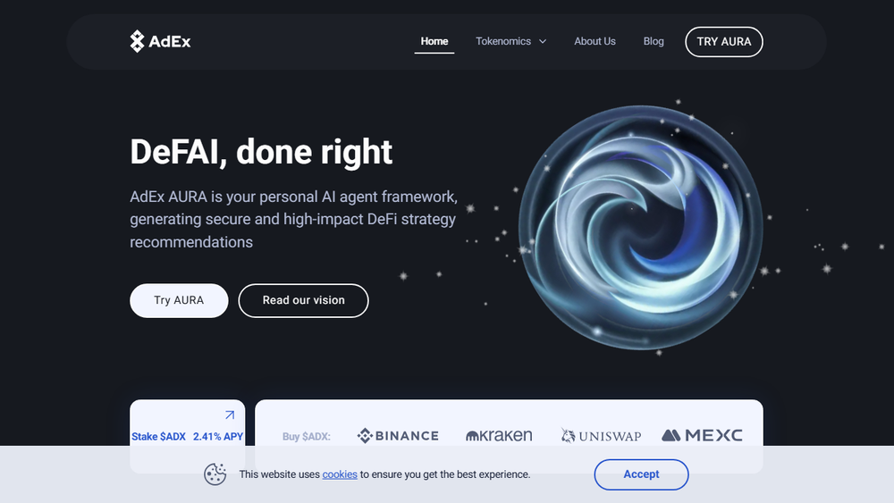 Screenshot of AdEx AURA: AI Agent Framework For Web3
