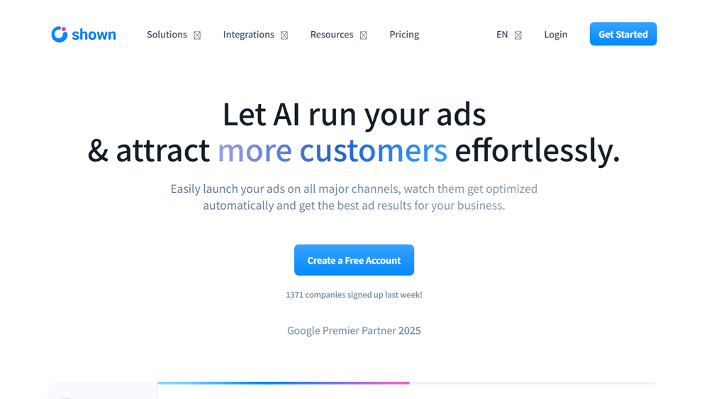 Screenshot of Shown.io - AI-Powered Ad Optimization