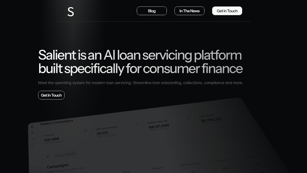 Screenshot of Salient: AI Agents for Loan Servicing Screenshot of Salient: AI Agents for Loan Servicing