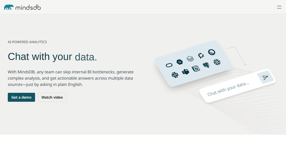 Screenshot of MindsDB: AI Analytics & Business Intelligence