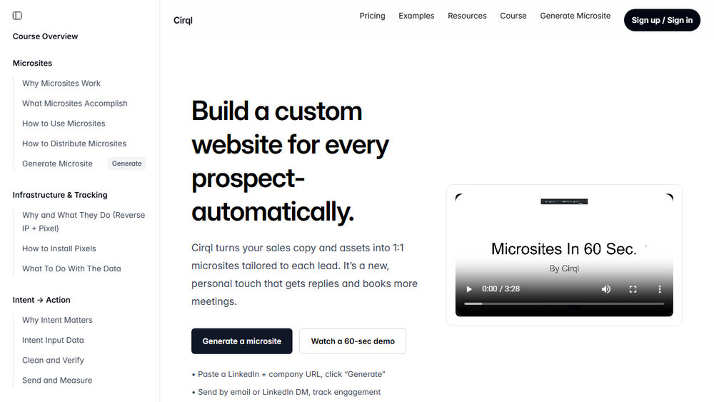 Screenshot of Cirql - Personalized Microsites for Sales Screenshot of Cirql - Personalized Microsites for Sales