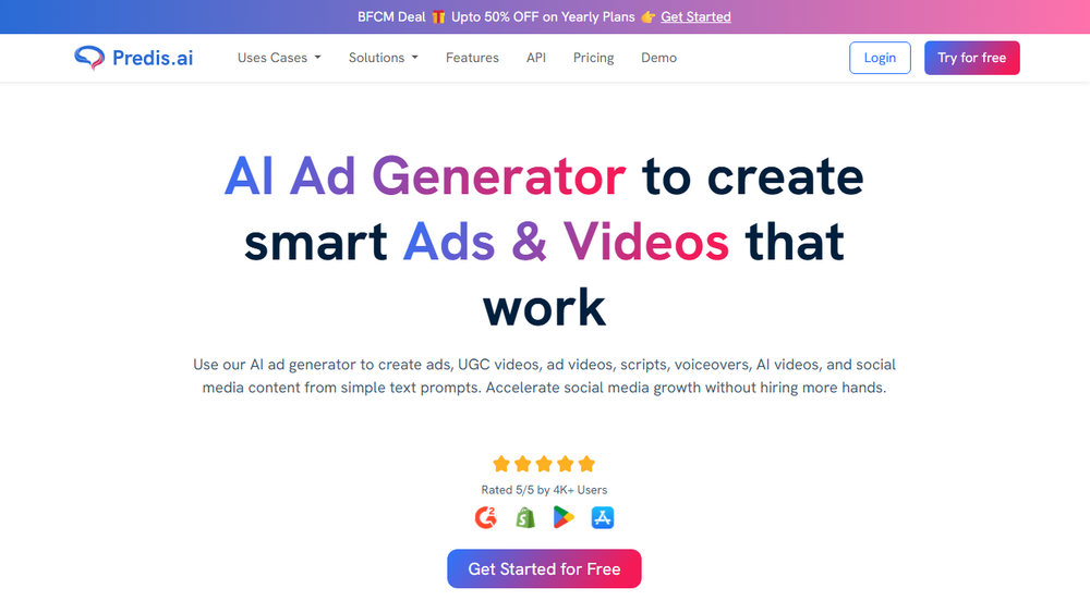 Screenshot of Predis.ai - AI Ad Generator