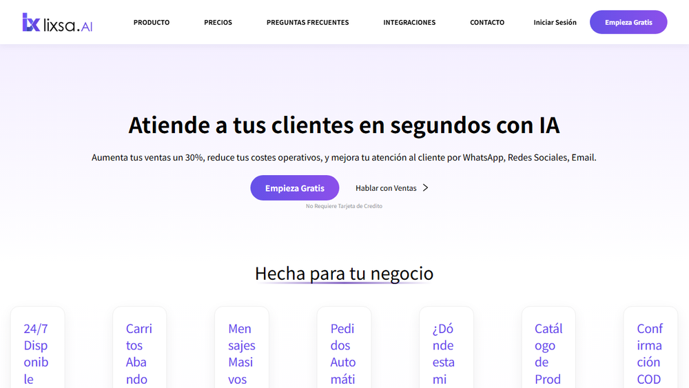 Screenshot of Lixsa.ai - IA de Atención al Cliente WhatsApp Screenshot of Lixsa.ai - IA de Atención al Cliente WhatsApp