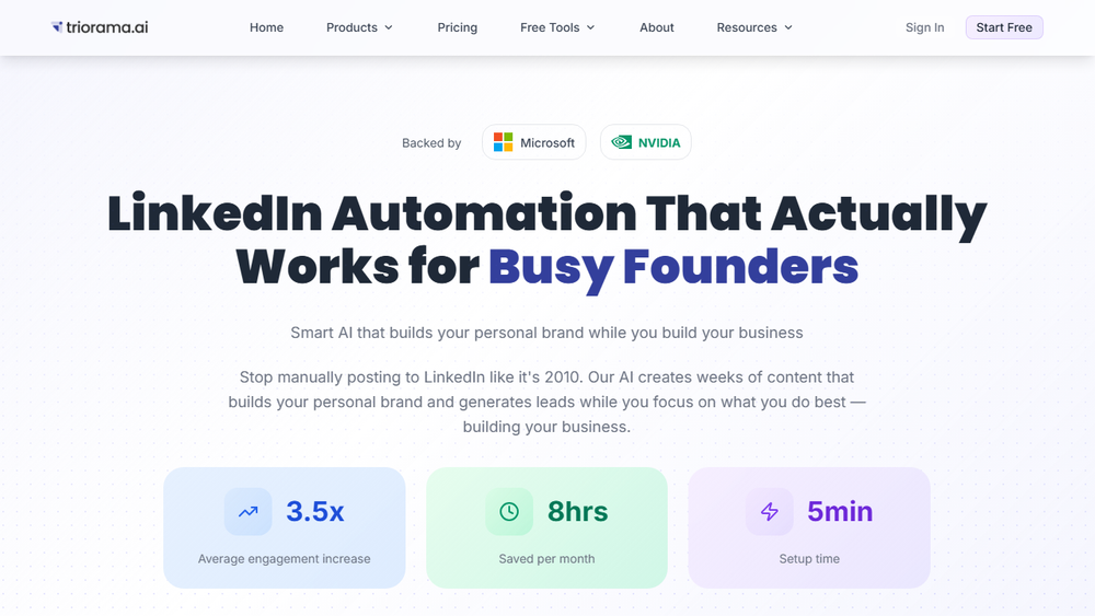 Screenshot of Triorama AI: LinkedIn Automation for Founders Screenshot of Triorama AI: LinkedIn Automation for Founders