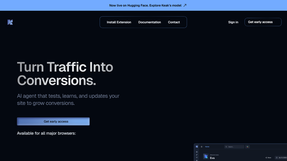 Screenshot of Keak: AI-Powered A/B Testing Platform