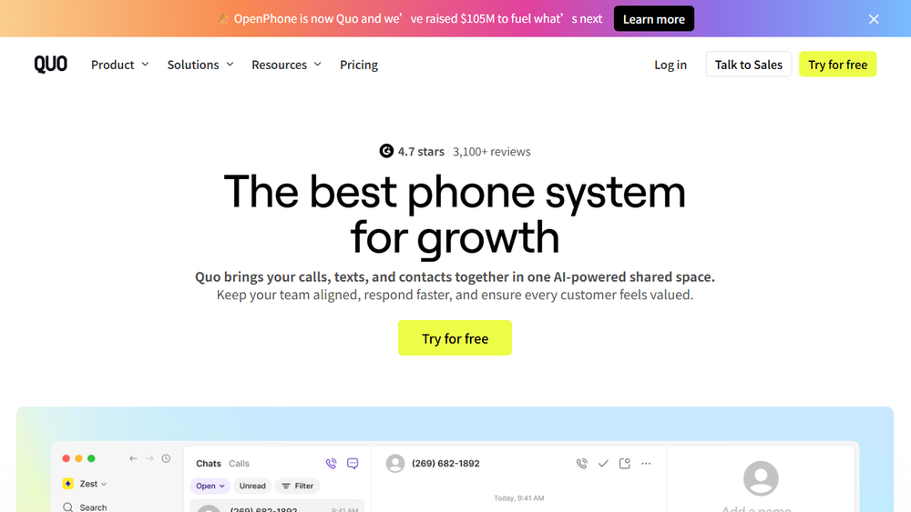 Screenshot of Quo (formerly OpenPhone) Screenshot of Quo (formerly OpenPhone)