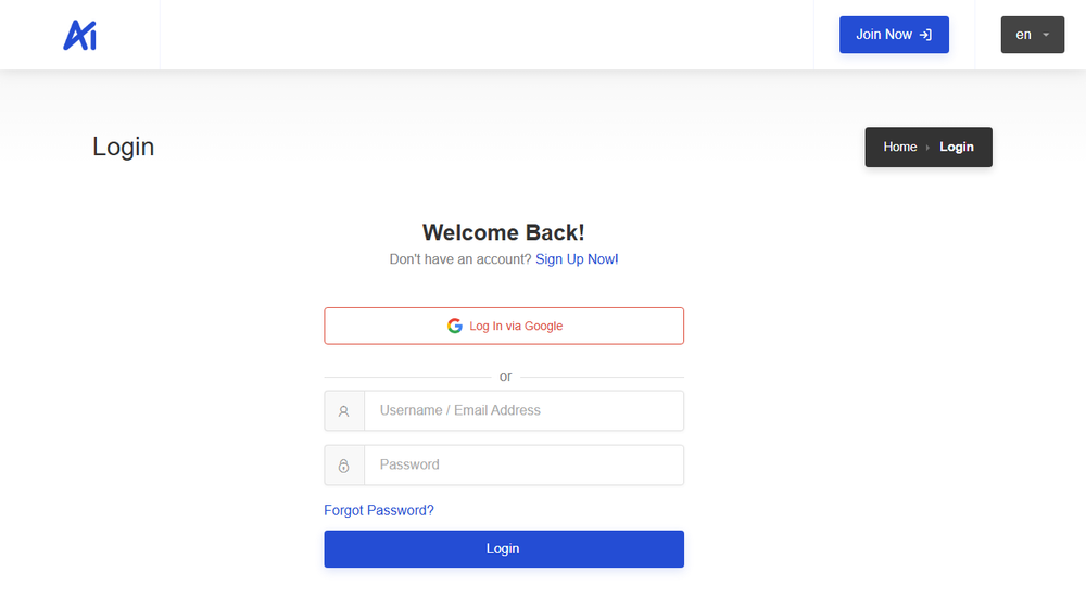 Screenshot of AIWriter Login Screenshot of AIWriter Login