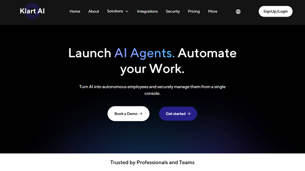 Screenshot of Klart AI