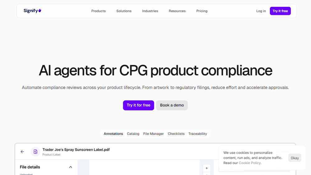 Screenshot of Signify Compliance AI Agents
