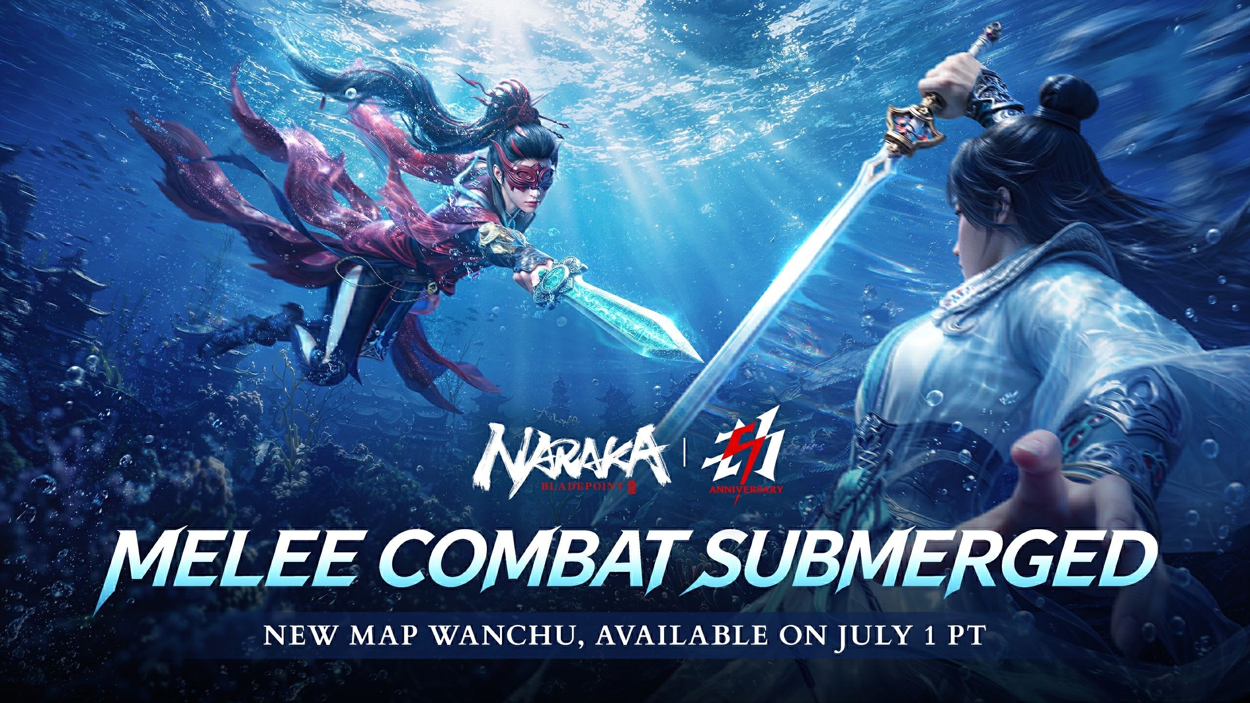 NARAKA: BLADEPOINT Rayakan 5 Tahun: Map Underwater Wanchu, Hero Ye Xiu Pakai Kaleidoscope Parasol, dan 15 Cosmetic Gratis
