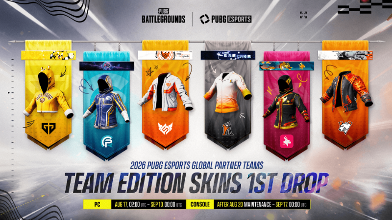 PUBG Global Partner Team Skins 2026 Sekarang Available — 6 Team Edition dari Gen.G sampai Virtus.pro, 25% Net Sales Buat Tim