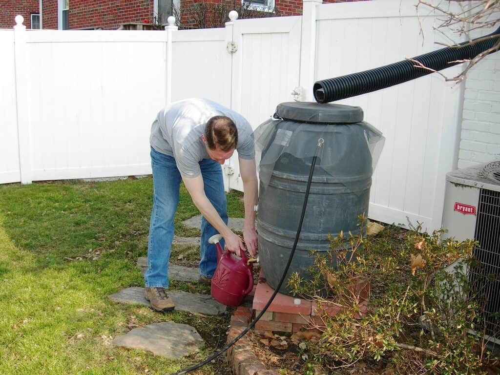 Watering with a rain barrel