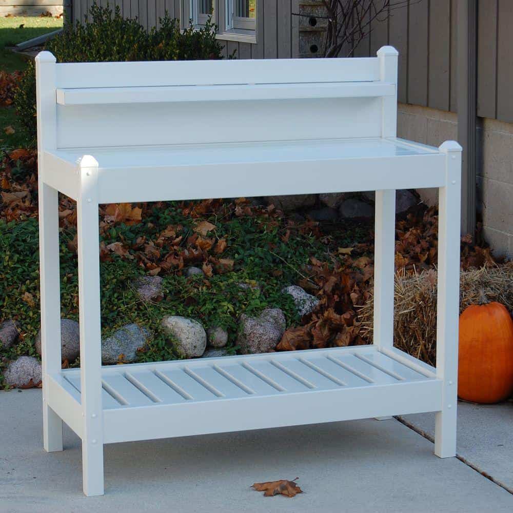 2. White Vinyl Potting Bench