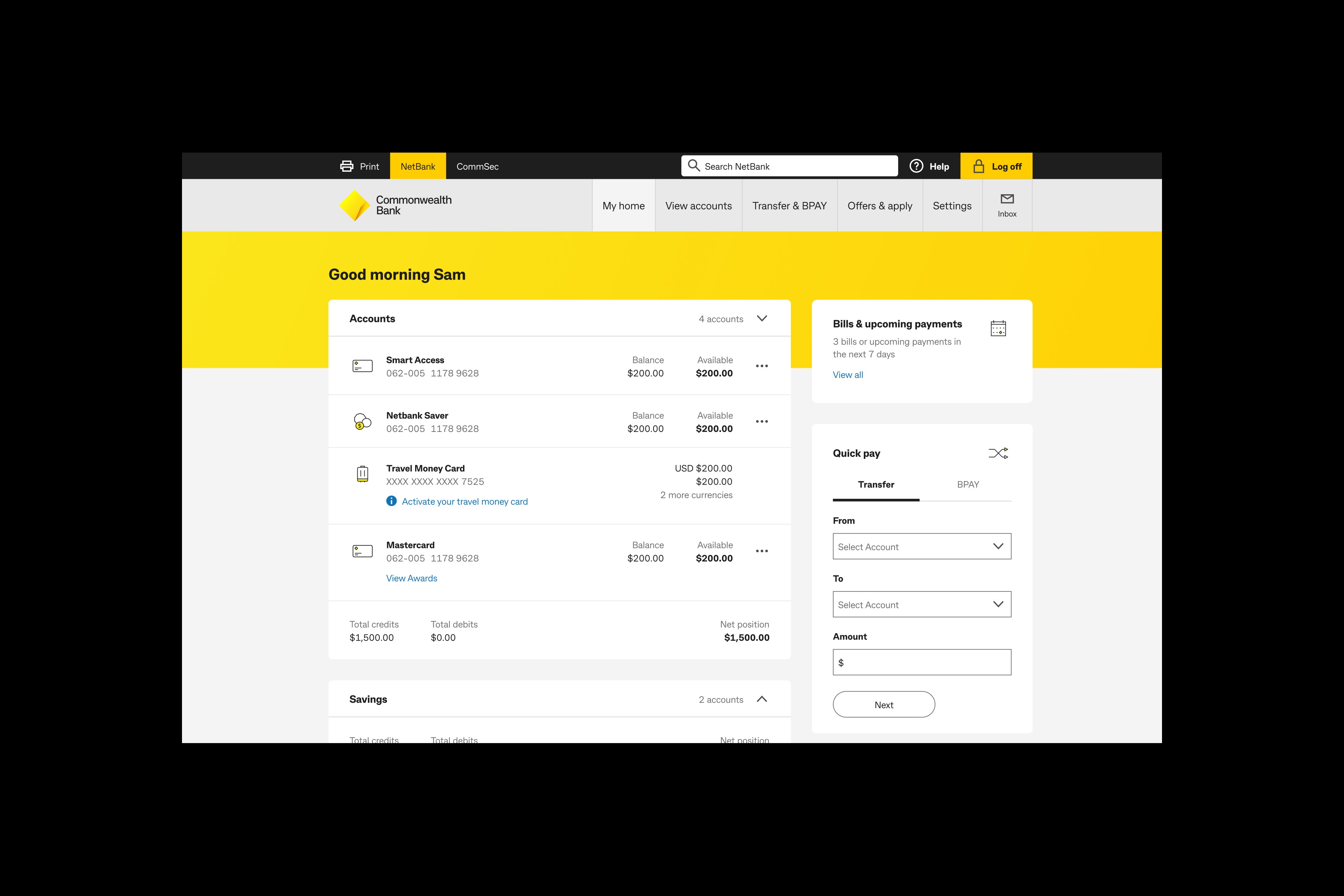 Netbank desktop