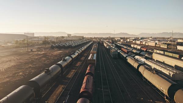 Cargo on rail tracks