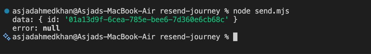 Terminal showing that the command ran successfully