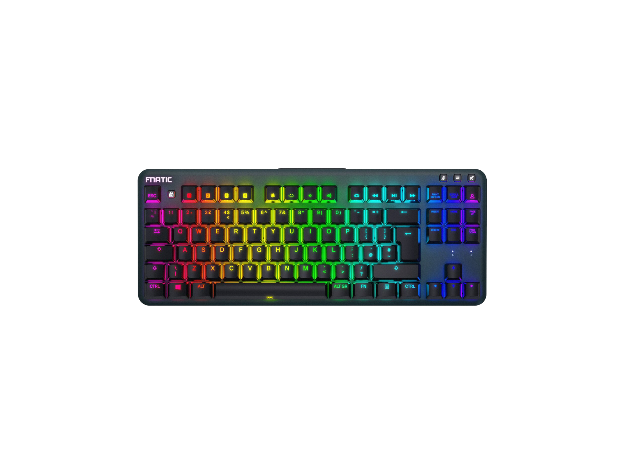 FNATIC miniStreak Speed Pro Esports Gaming Keyboard LED Backlit RGB Mechanical Gaming Keyboard Speed Silver Switches Small Compact Portable Tenkeyless Layout UK Layout 