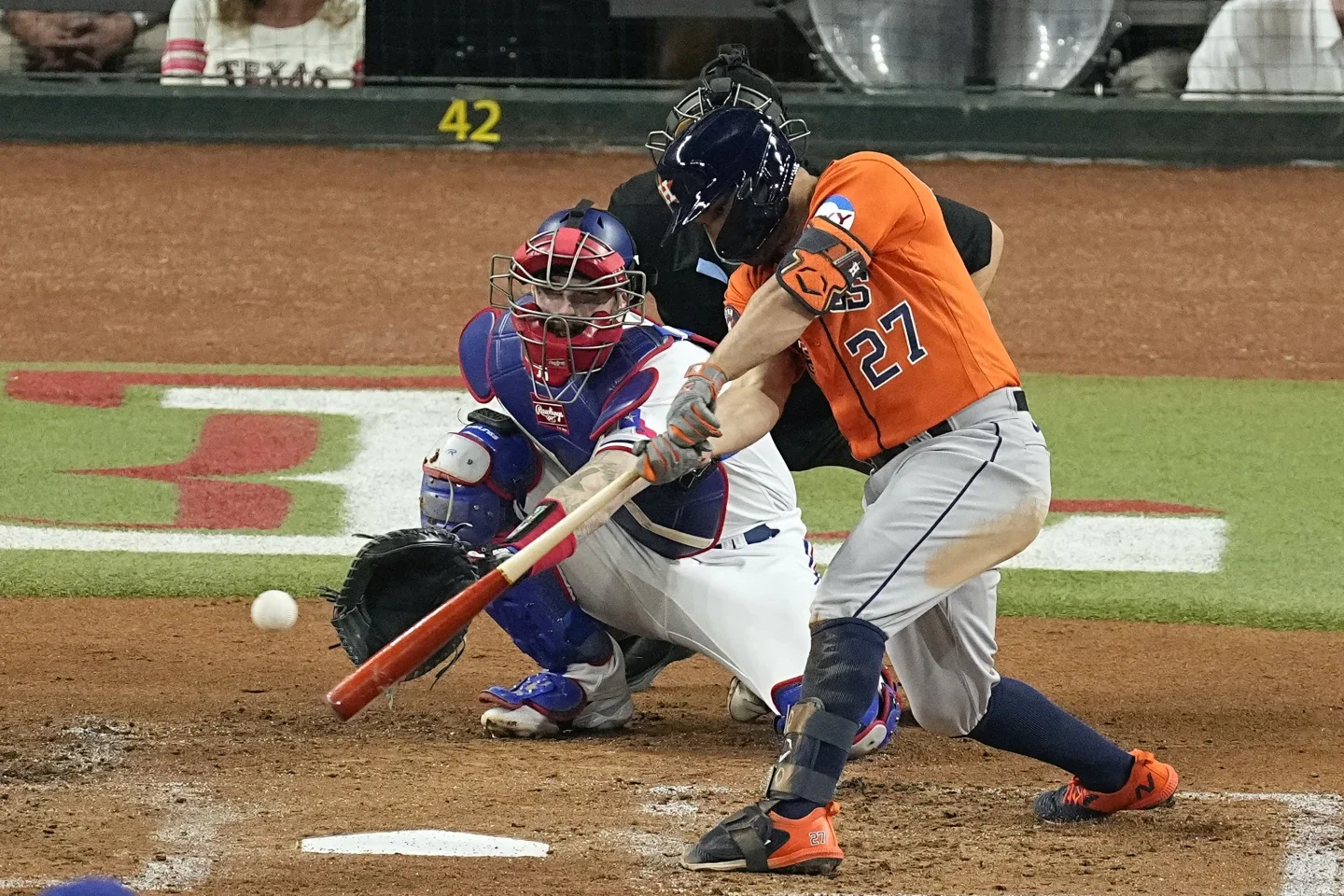 Abreu, Alvarez, and Altuve propel Astros to a 10-3 win over Rangers in Game 4, leveling the ALCS